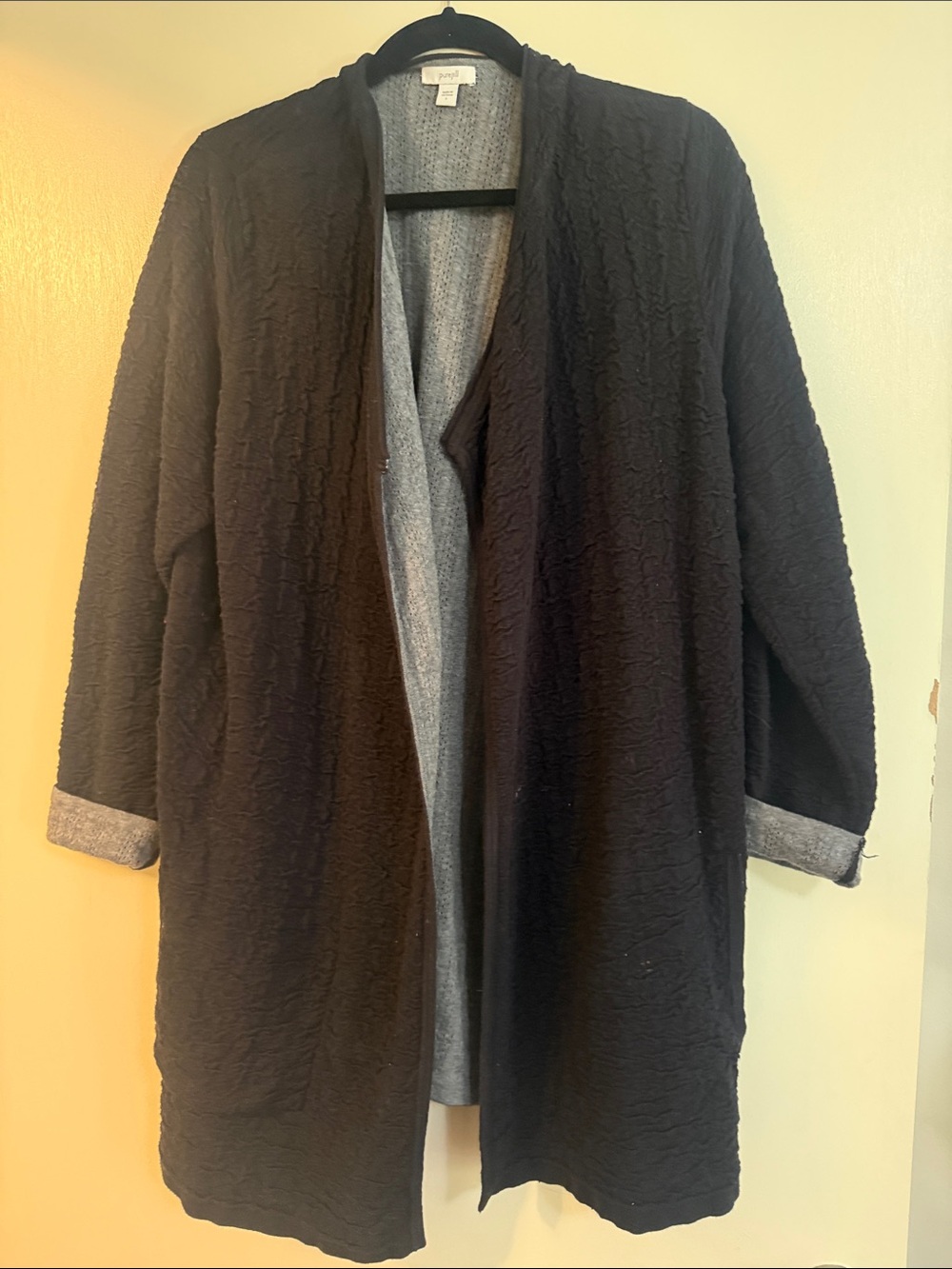 J. Jill Black Open-Front Textured Coat